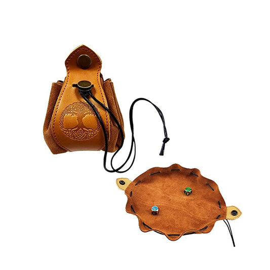 DND Dice Pull Bag Vintage Suede Leather Jewelry